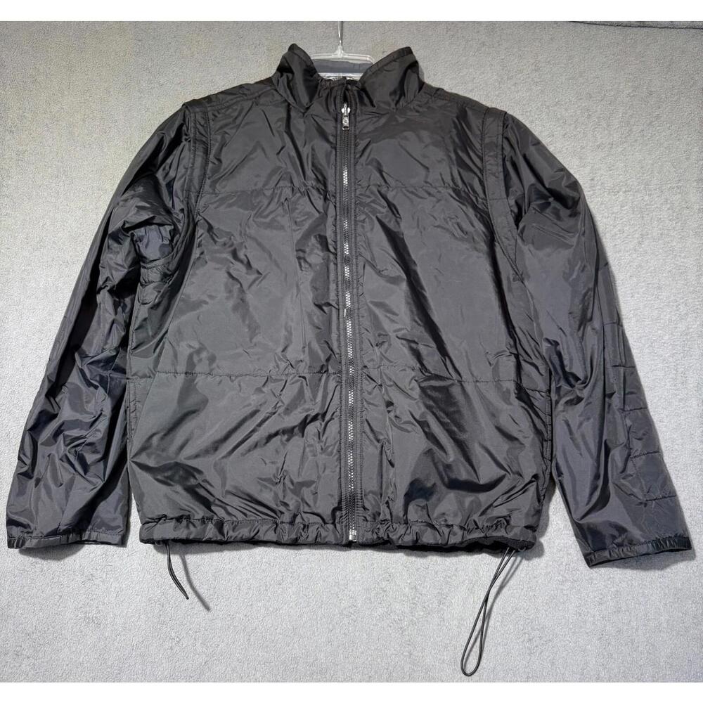 Marsh Landing Mens‎ Black Jacket Reversible Windbreaker Detachable Sleeve Size L